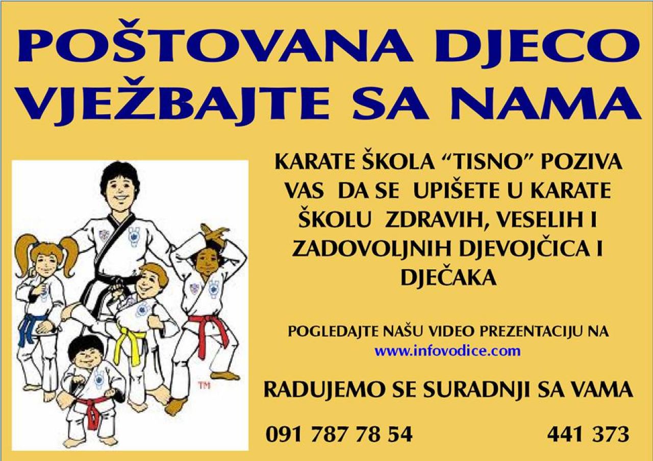 Poziv na upis u Karate školu Tisno 
