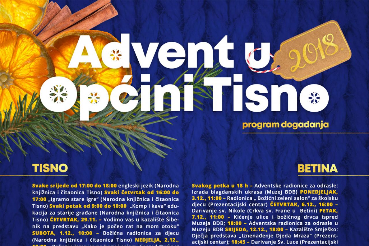 Program ovogodišnjeg Adventa na području općine Tisno 